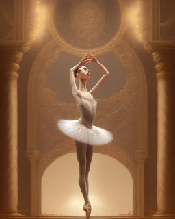 ballerina on stage of elaborate opera house, sepia phography, sunning, beautiful, dreamy, 8k resolution, high-quality, fine-detail, intricate, digital art, detailed matte, volumetric lighting, dynamic lighting, illustration, 3D octane render, brian froud, howard lyon, selina french, anna dittmann, annie stokes, lisa parker, greg rutowski,