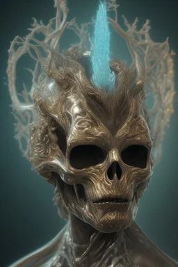 black male African alien, cracks in the voodoo head, wicked, Asian eyes, crown, blood, 8k, finely detailed, photo realistic, Boris Vallejo style turquoise skull head gold dragon space alien rain skeleton gold tooth silver helmet silver space suit spaceships