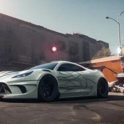 photo of a ultra realistic modified sport car,new wraps, cutaways,freshest street art,eye-catching visuals, rims, sunny, springs, cinematic lighting, studio lighting, 4k, hyper realistic, focused, landscape, extreme details, unreal engine 5, cinematic, masterpiece