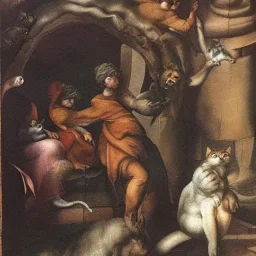 the cat travels in the Sacellum Sixtinum by Michelangelo