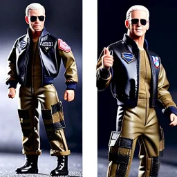 G.i. Joe toy air force bomber jacket doll Joe Biden face sunglasses with boots full body in package 2019, in a box with gun