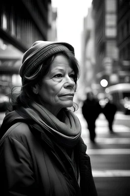 street photo of a woman, nyc, forestpank, narrative figurative