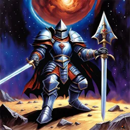 fantasy space knight 90's tcg art