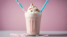 Yummy milkshake with two straws