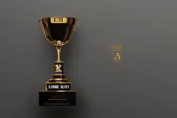 minimalistic trophy design for animation film festival character with creative trophy with his hand like winner