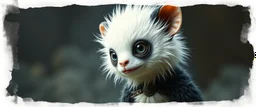 3d airbrush render, white fluffy panda elf alien dodo , pinhole cam, airbrush 3d rendering, in the style of Titian and Dali , torn edges on border