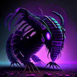 black and purple neon menacing looking geometric robotic worm