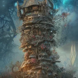 Insanely detailed photograph of an “tower of Mushroom city” with intricate hair, intricate embroidered dress, beautiful clear face and hyperdetailed painting by Ismail Inceoglu Huang Guangjian and Dan Witz CGSociety ZBrush Central fantasy art album cover art,8K, hdr, romantic, mysterious, ominous, flowers, jewelry, comfort, natural eyes, "arms open for embrace",looking upwards