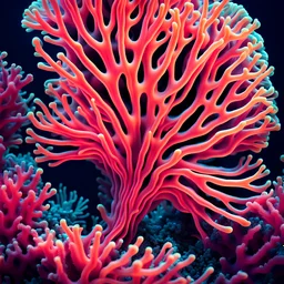 Ultra detailed of a abstract coral, neon