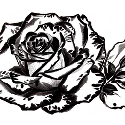 A rose, black & white line art