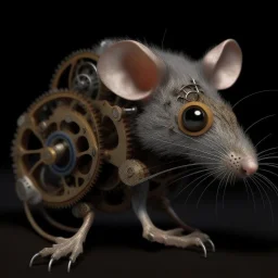 a rat with gears in it's face