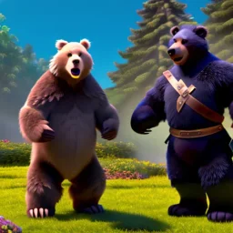 bears in knight armor fighting