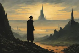 Sir Roland to the Dark Tower came, style Caspar David Friedrich