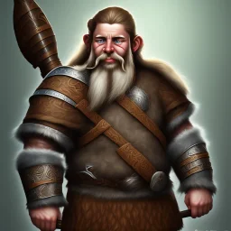 dwarf warrior badger, luxuriant beard, viking haircut