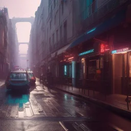 cyberpunk paris city with bicycles and a monorail, highly detailed,lighting, 8k, hdr, award - winning, octane render, artstation, volumetric lighting, unreal engine 5