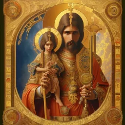 patron of photographers holding a camera in one hand and film roll in the other. orthodox icon with saint photographer. Cyrillic inscriptions. hyperdetailed, Alphonse Mucha, Zdzisław Beksiński, poster, illustration, ink, oil on canvas, 18th century atlas