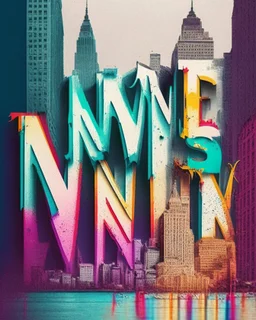 Writing New York in colour text