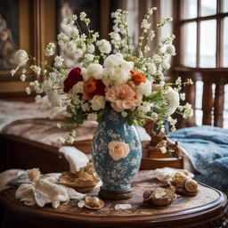 A glass vase with wax flowers, beautiful pictures of ships of the past, a ring of hair containing the hair of all the famous Pringles, large seashells and a quilt on the bed in the guest room with a design of small butterflies were among the impressive decorations of the house. .