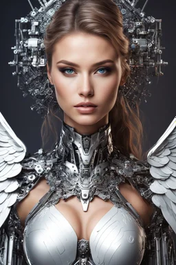 Gorgeous Photography beautiful super model Russian as dj player cyborg mechanical electrical realistic beautiful Angel woman hyper detailed