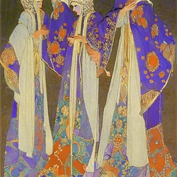 Odalisques in magnificent robes from 'Thousand and One Nights' by artist "Vittorio Zecchin"