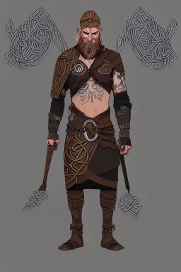 celtic viking warrior with tribal tattoos and cloak