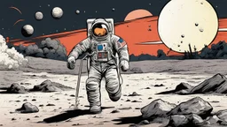 comic style, Moon landing
