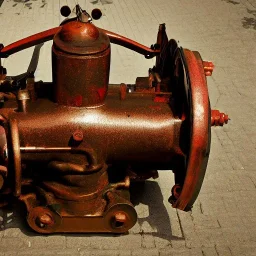 Single cylinder engine, rusty, old, small, simple