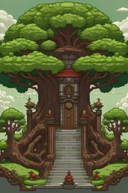 Create a throne room positioned inside of the top of a tree
