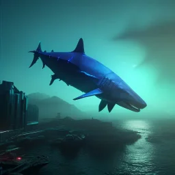 cyberpunk cyber shark deep water unreal 5, octane render, cinema4d, redshift render, hyper realistic, cenematic, vibrancy, synthwave, retouch, centered, dynamic lighting, dramatic lighting, 4k, highly detailed, attractive beautiful, realistic, virtual reality, epic composition, holographic,