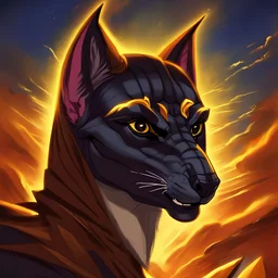 The legendary Anubis who holds his septre in the shadow