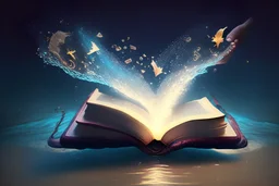 Floating magical book being held by magic