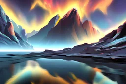 rocky cliff, galaxy, infinite, cosmos, people, water reflection, sci-fi.