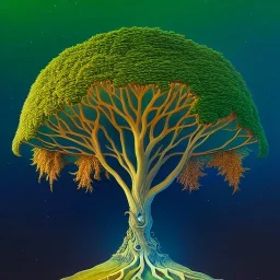 fullbody Drawing of 'sketch of an ancient tree of life',intricate detail,andrea bonelli,Kilian Eng,Ohrai,evan lee,Aleksandr Sidelnikov,KyuYong Eom,three quarters frontal aerial view,toned colors,32k