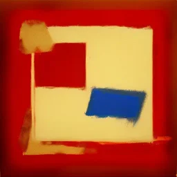 Suprematist painting red circles, gold, blue,