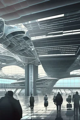 modern futuristic architectural structures of Airport in 2100