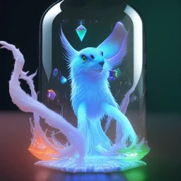 Closeup of a spectre in a magic glass, levitated lab equipment, 4k, Highly Detailed, Masterpiece, perfect eyes, Digital Illustration, Cinematic Lighting, Realistic, Sharp Focus, Centered, Beautifully Lit, Bioluminescent by Stanley Artgerm Lau