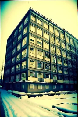 slams, apartment building, cold weather, lomography