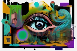 ink and paint of holo sizzle, arafed nonsense contradicting in liminal space, double negative vibe, unnerving vibe, whimisical influence, grotesque vibe, ink and tint leak, minimal, brutalist