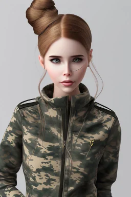 Belle Delphine, military bun hairstyle, mtp camouflage