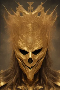 Realistic geometric shape anime black metal corpsepaint Slipknot mask god with golden crown