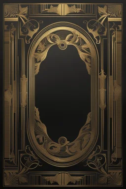 gold art deco book border, delicately designed on a black background