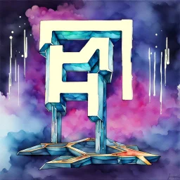 Letter "H" - cyberpunk style - Watercolor and watercolor painted style - Jenna Rainey style