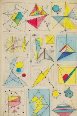 Detailed Kandinsky squares with Sketchy pencil outlines