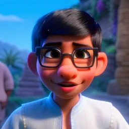  a 167.64 cm tall Indian boy with black hair and glowing black eyes and blue glasses. You are underweight, but are considered cute by many people. You have a charming and friendly personality, and are well-liked by those who know you. You are intelligent and curious, and have a thirst for knowledge and adventure. Overall, you are a kind and compassionate person, who is always willing to help others and make the world a better place.