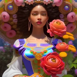 afro mexican 3d Disney pixar smilling woman, Alphonse Mucha, Hector Guimard, Valentine's Day , 32K, intricately detailed, plants, flowers, colorful, rtx, unreal engine 5, art nouveau, clouds, smoke, square type face, Día de los Muertos