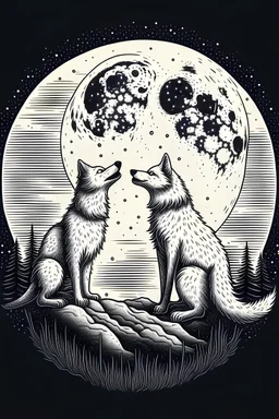 a lost cat and a wolf howling at the moon