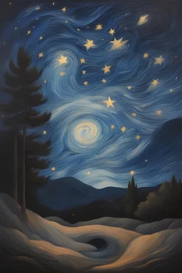 lukisan langit malam yang penuh dengan bintang
