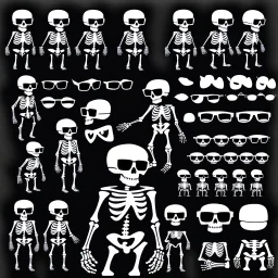 skeleton whit cool sunglasses, GG emotes, sprite sheet