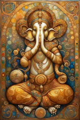 Om Ganesha, painting style of Gustav Klimt