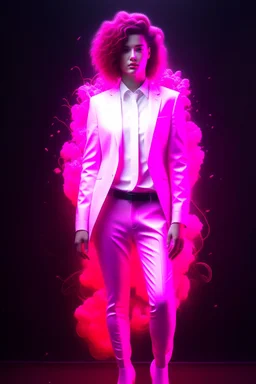 full body ,lost suit,lost clothes,April, Summer Fashion, smooth soft skin, curly hair, detailed eyes, detailed face, looking into camera, intricate, summer outfit, pink, back lighting, realistic concept art, digital painting, rich 3d render, hyper-realistic painting, cinema 4D render, art by WLOP, by Agnes Cecile, Michael Whelan